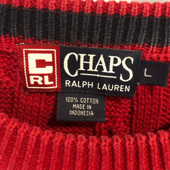 VTG CHAPS polo Ralph Lauren hand knit sweater L - Picture 5 of 5